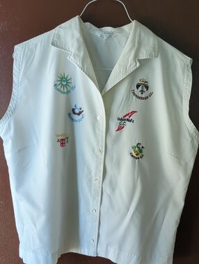 Adelaar Classic Embroidered White Sleeveless Button-Front Top Size 16